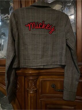 RARE! Anniversary Forever 21 x Disney Plaid Cropped Long Sleeve Button-Up -